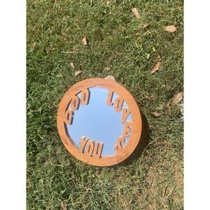 Vintage Handmade Wood "God Loves You" Mirror